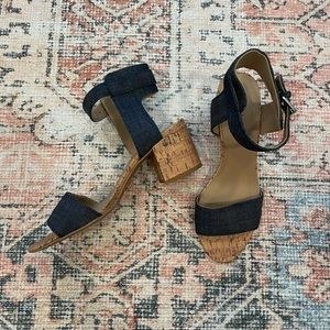 Denim Block Heels